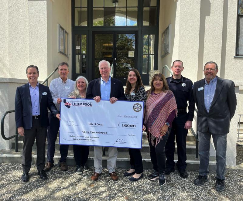 Thompson Presents $1 Million Check to City of Cotati for Safety Improvements