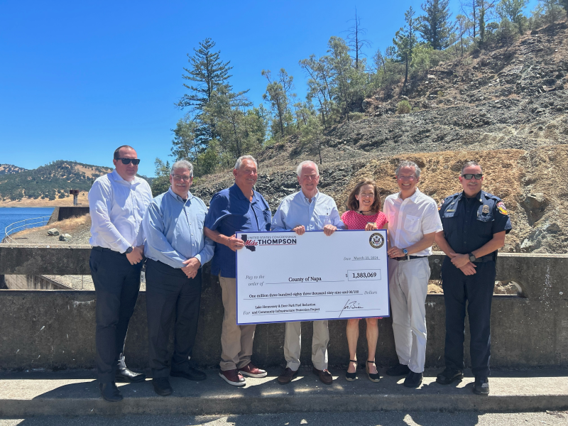 Thompson Presents Check for 1.4 Million to County of Napa for Wildfire Mitigation